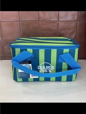 Trader Joe's Blue & Lime Green Striped Lunch Cooler